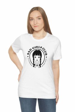 Wednesday Addams Sad Girls Club Soft Tee - Y2K Grunge, 90s Fashion, Retro Goth, Pastel Goth Outfit