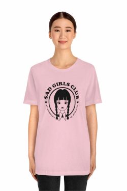Wednesday Addams Sad Girls Club Soft Tee - Y2K Grunge, 90s Fashion, Retro Goth, Pastel Goth Outfit