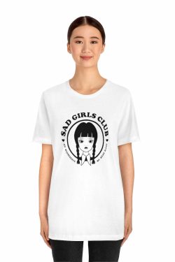 Wednesday Addams Sad Girls Club Soft Tee - Y2K Grunge, 90s Fashion, Retro Goth, Pastel Goth Outfit