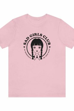 Wednesday Addams Sad Girls Club Soft Tee - Y2K Grunge, 90s Fashion, Retro Goth, Pastel Goth Outfit