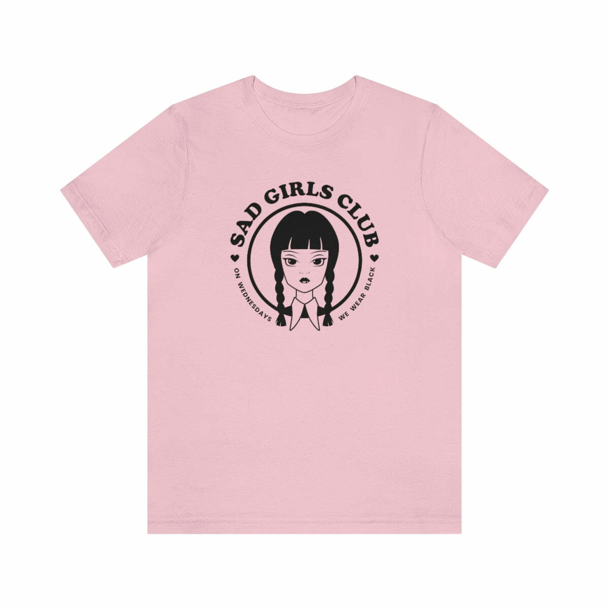 Wednesday Addams Sad Girls Club Soft Tee - Y2K Grunge, 90s Fashion, Retro Goth, Pastel Goth Outfit