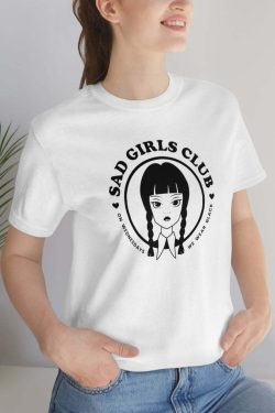 Wednesday Addams Sad Girls Club Soft Tee - Y2K Grunge, 90s Fashion, Retro Goth, Pastel Goth Outfit