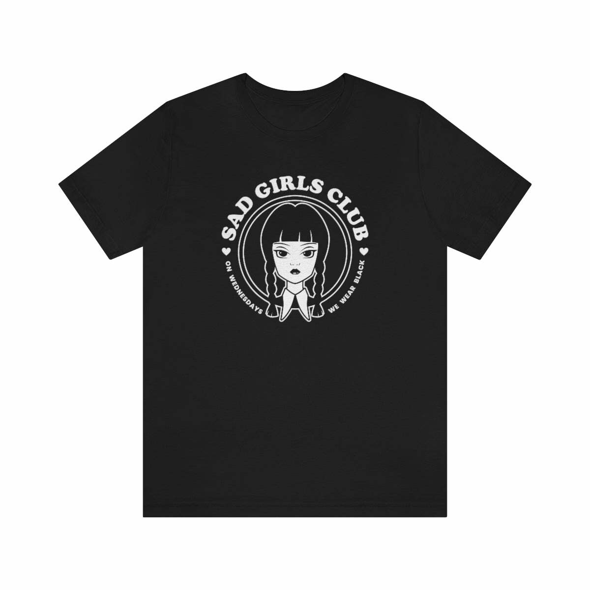 Wednesday Addams Sad Girls Club Soft Tee - Y2K Grunge, 90s Fashion, Retro Goth, Pastel Goth Outfit