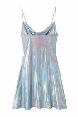 Wesleigh Metallic Slip Mini Dress - Y2K Summer, 90s Grunge, Retro Party, Pastel Goth Outfits