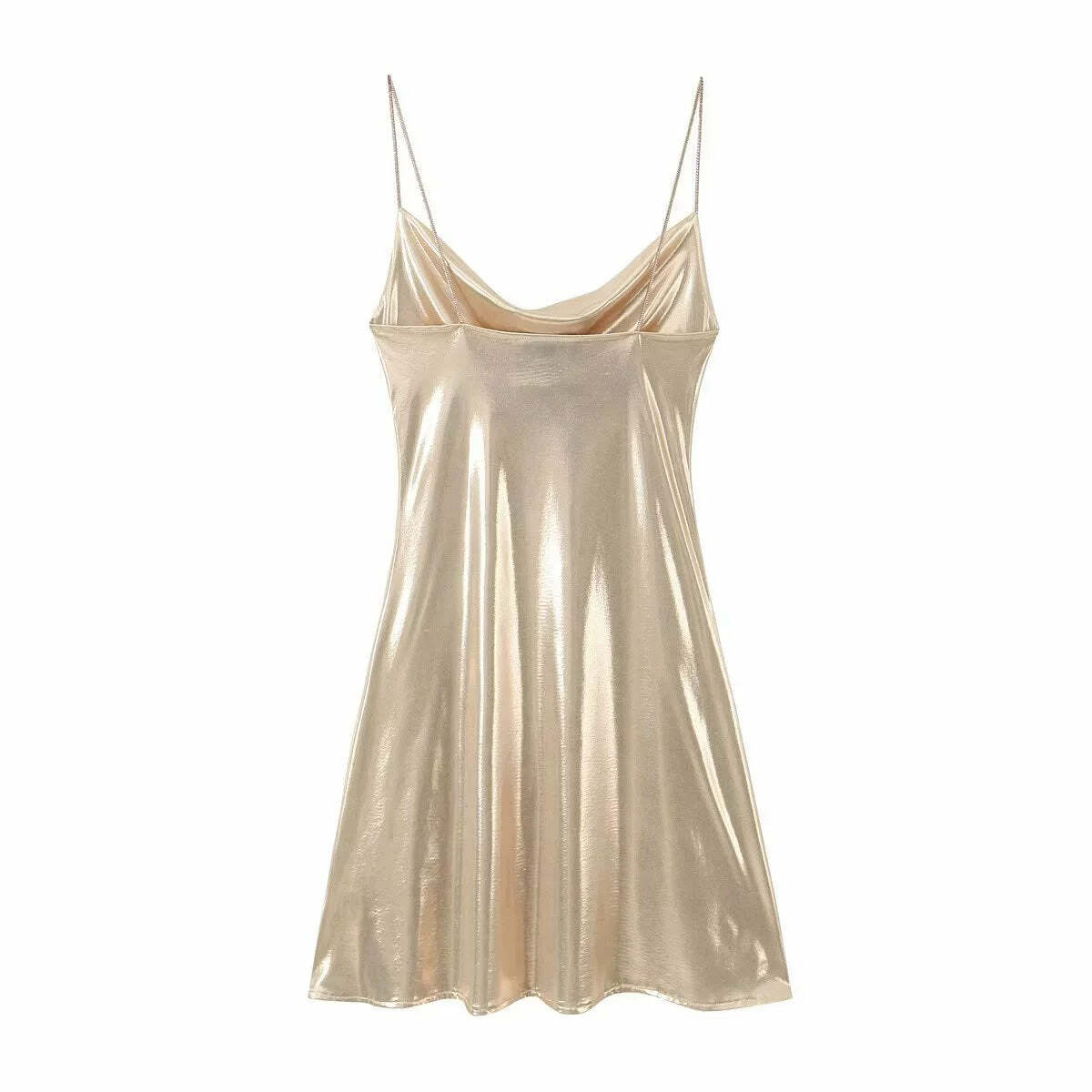 Wesleigh Metallic Slip Mini Dress - Y2K Summer, 90s Grunge, Retro Party, Pastel Goth Outfits