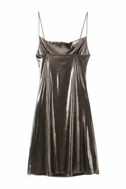 Wesleigh Metallic Slip Mini Dress - Y2K Summer, 90s Grunge, Retro Party, Pastel Goth Outfits
