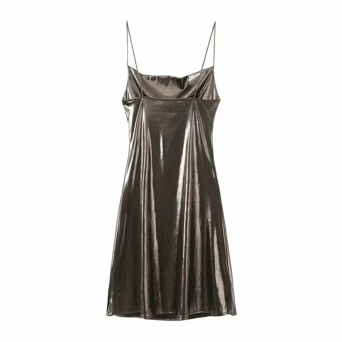 Wesleigh Metallic Slip Mini Dress - Y2K Summer, 90s Grunge, Retro Party, Pastel Goth Outfits