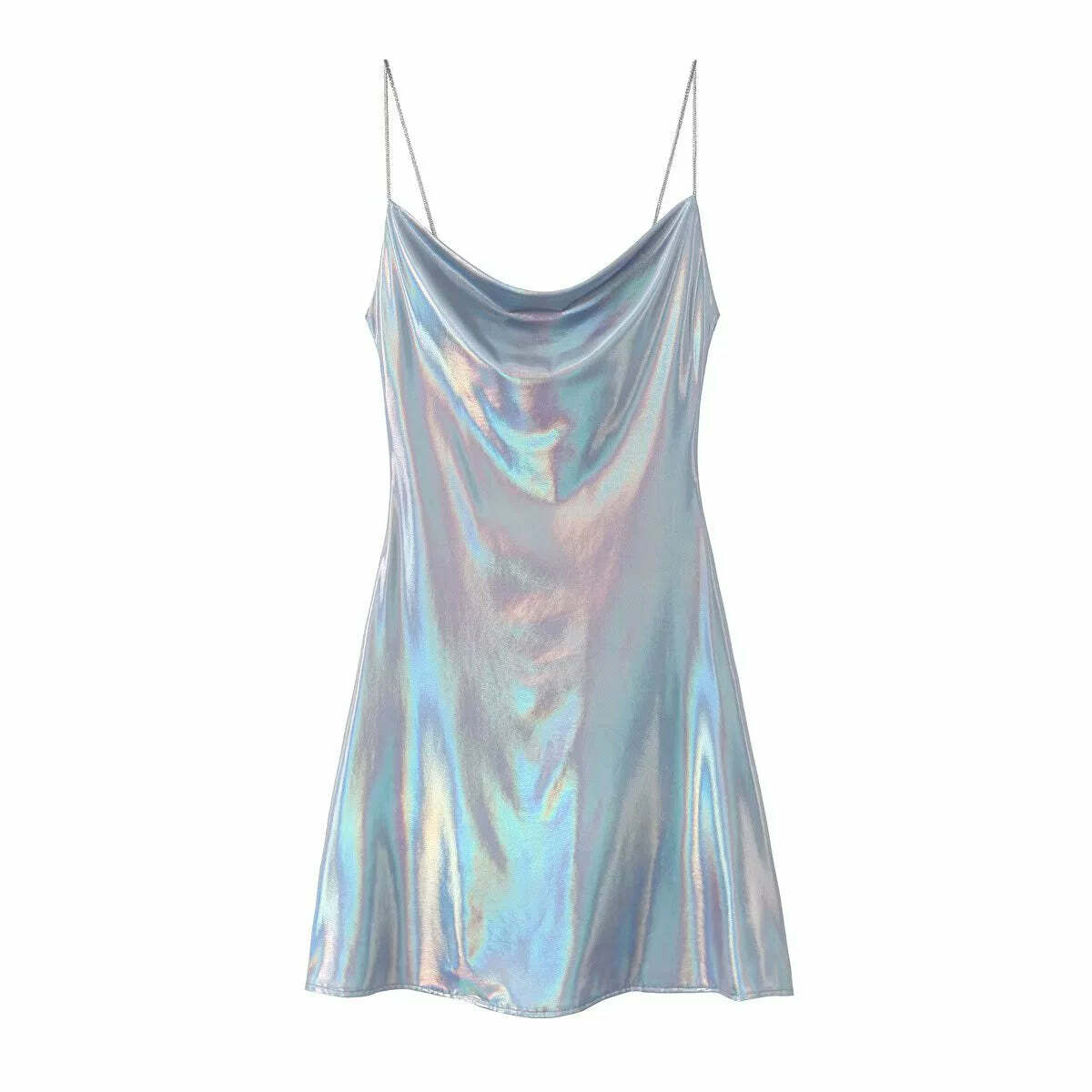 Wesleigh Metallic Slip Mini Dress - Y2K Summer, 90s Grunge, Retro Party, Pastel Goth Outfits