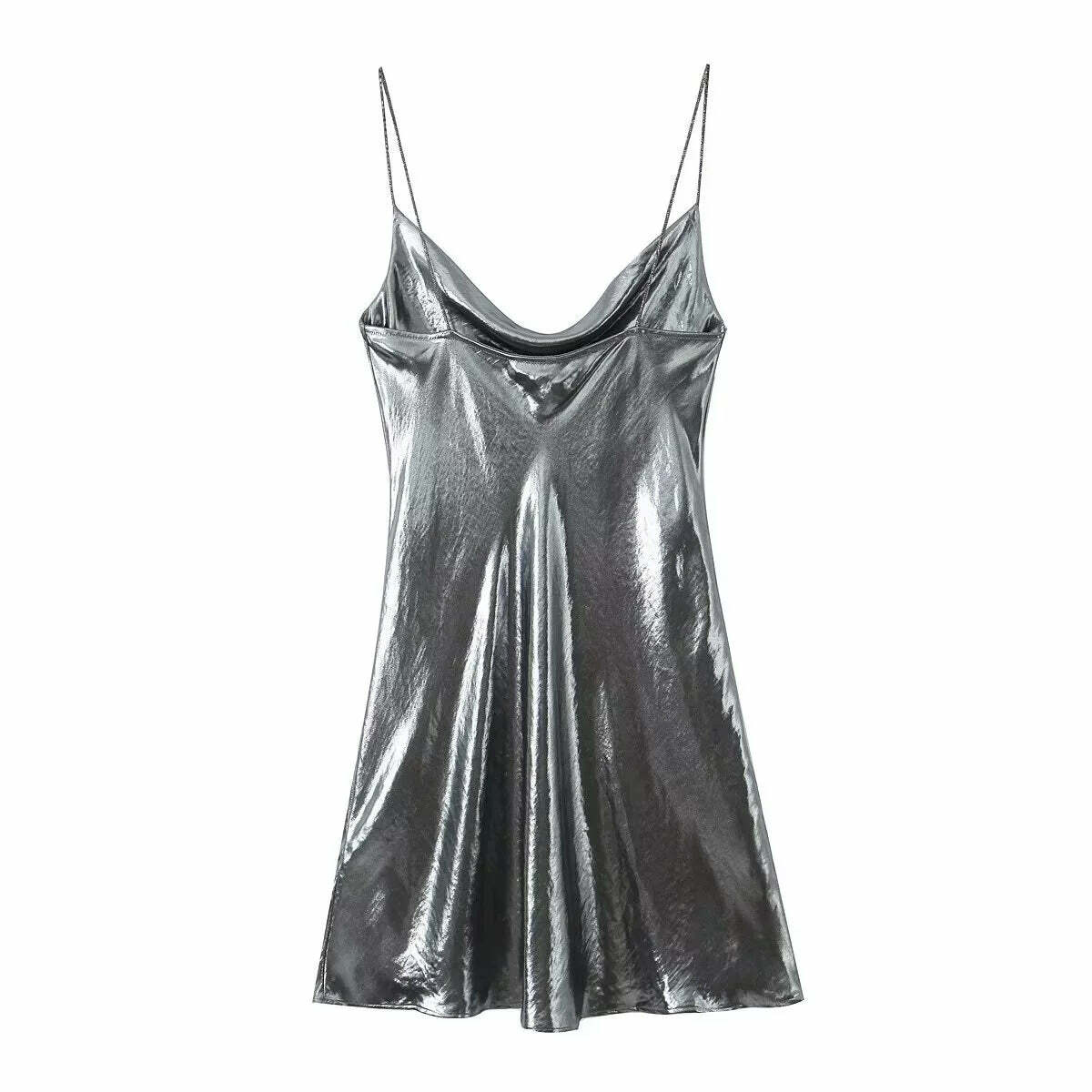 Wesleigh Metallic Slip Mini Dress - Y2K Summer, 90s Grunge, Retro Party, Pastel Goth Outfits