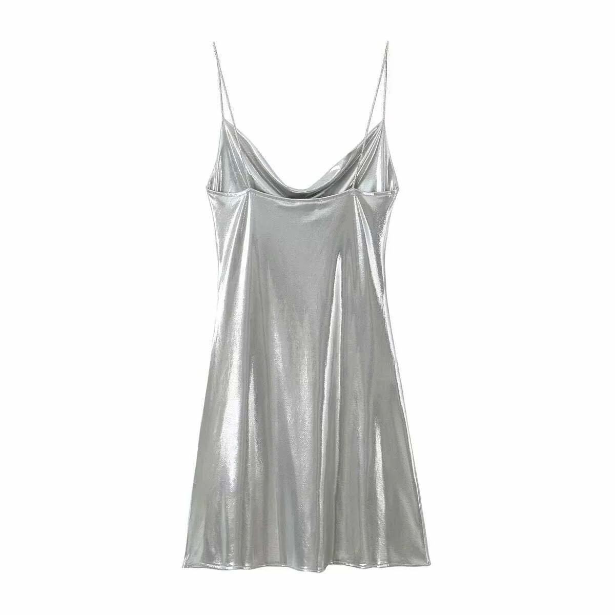 Wesleigh Metallic Slip Mini Dress - Y2K Summer, 90s Grunge, Retro Party, Pastel Goth Outfits