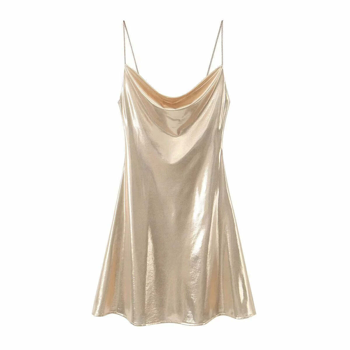 Wesleigh Metallic Slip Mini Dress - Y2K Summer, 90s Grunge, Retro Party, Pastel Goth Outfits