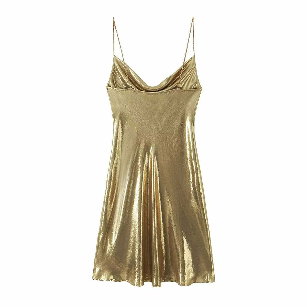 Wesleigh Metallic Slip Mini Dress - Y2K Summer, 90s Grunge, Retro Party, Pastel Goth Outfits