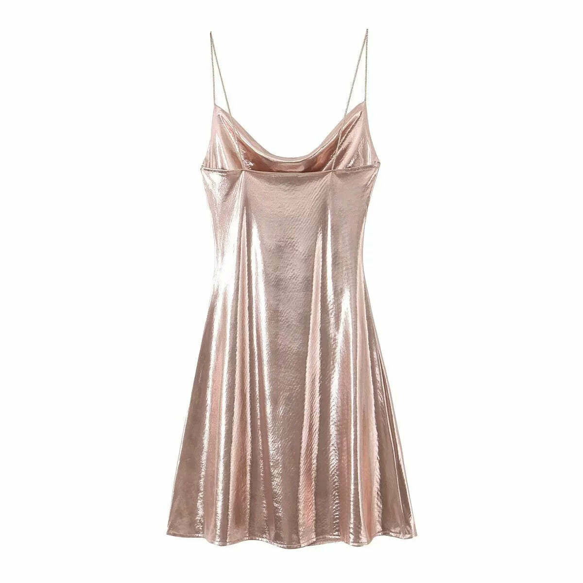Wesleigh Metallic Slip Mini Dress - Y2K Summer, 90s Grunge, Retro Party, Pastel Goth Outfits