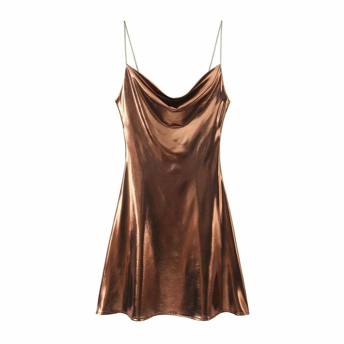 Wesleigh Metallic Slip Mini Dress - Y2K Summer, 90s Grunge, Retro Party, Pastel Goth Outfits