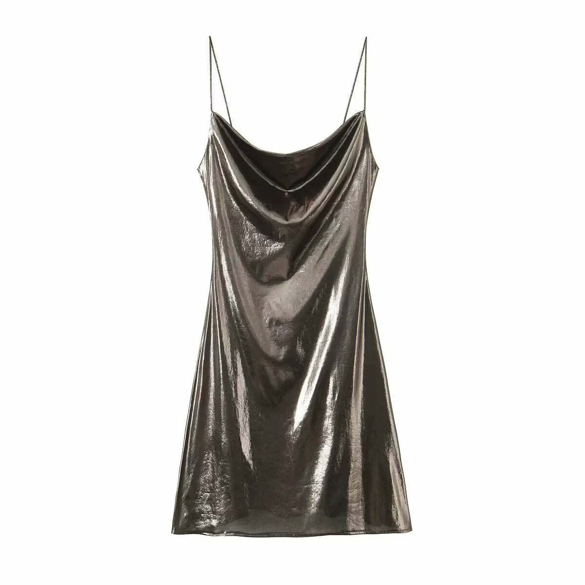 Wesleigh Metallic Slip Mini Dress - Y2K Summer, 90s Grunge, Retro Party, Pastel Goth Outfits