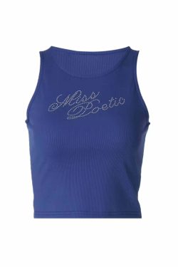 Weslyn Embellished Letter Print Top - Y2K Summer, 90s Grunge, Retro Style, Baby Tees, Y2