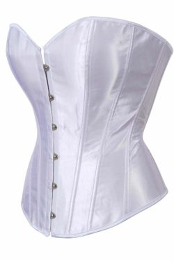 White Gothic Hourglass Overbust Corset - Y2K Grunge, 90s Fashion, Retro Style, Pastel Goth Outfits