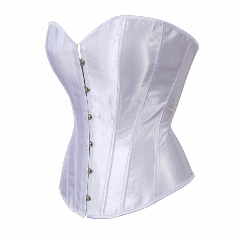White Gothic Hourglass Overbust Corset - Y2K Grunge, 90s Fashion, Retro Style, Pastel Goth Outfits