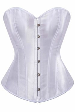 White Gothic Hourglass Overbust Corset - Y2K Grunge, 90s Fashion, Retro Style, Pastel Goth Outfits