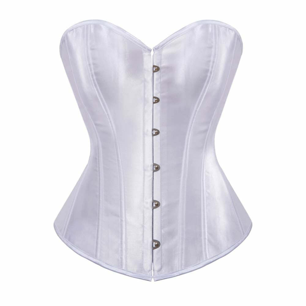 White Gothic Hourglass Overbust Corset - Y2K Grunge, 90s Fashion, Retro Style, Pastel Goth Outfits
