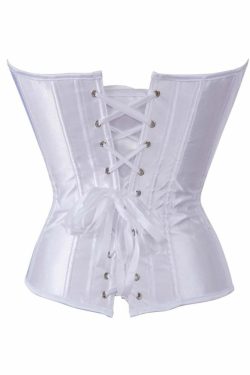 White Gothic Hourglass Overbust Corset - Y2K Grunge, 90s Fashion, Retro Style, Pastel Goth Outfits