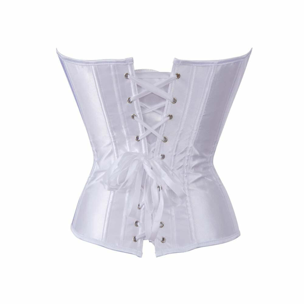 White Gothic Hourglass Overbust Corset - Y2K Grunge, 90s Fashion, Retro Style, Pastel Goth Outfits