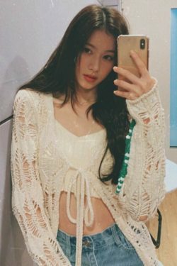 White Hollow Knitted Cardigan | Y2K Summer & 90s Grunge Fashion | Retro & Pastel Goth Style