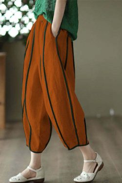 White Patchwork Linen Harem Pants with Pockets - Y2K Summer, 90s Fashion, Grunge Outfits