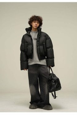 WLEXT Y2K Layered Puffer Jacket - Retro 90s Grunge, Summer Outfits, and Pastel Goth Fashion
