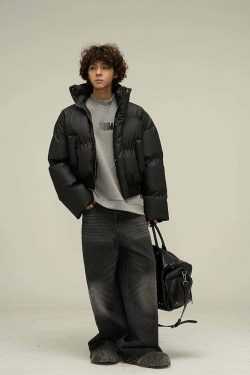 WLEXT Y2K Layered Puffer Jacket - Retro 90s Grunge, Summer Outfits, and Pastel Goth Fashion