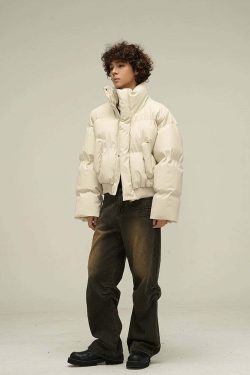 WLEXT Y2K Layered Puffer Jacket - Retro 90s Grunge, Summer Outfits, and Pastel Goth Fashion