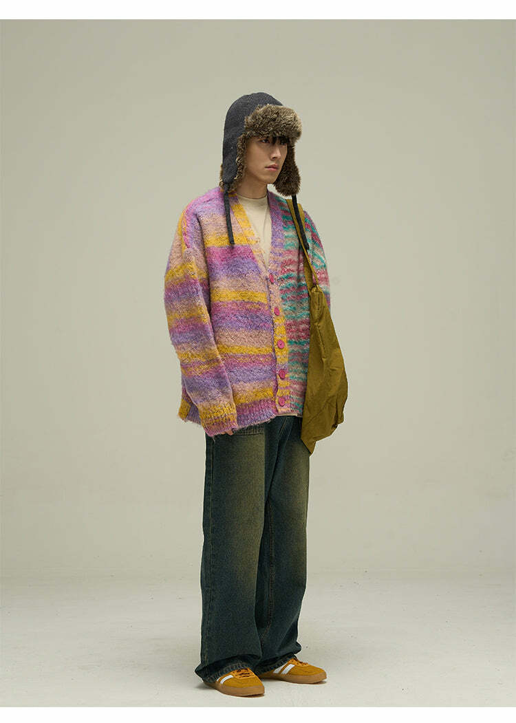 WLNEXT 'Dopamine' Contrast Cardigan - Y2K Summer, 90s Grunge, Retro Style, Pastel Goth Outfits