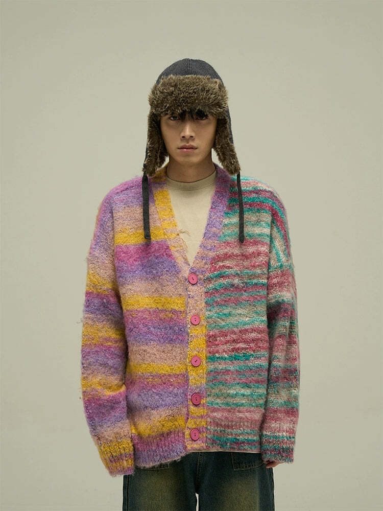 WLNEXT 'Dopamine' Contrast Cardigan - Y2K Summer, 90s Grunge, Retro Style, Pastel Goth Outfits