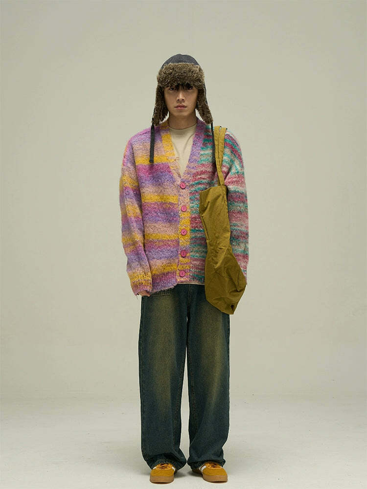 WLNEXT 'Dopamine' Contrast Cardigan - Y2K Summer, 90s Grunge, Retro Style, Pastel Goth Outfits