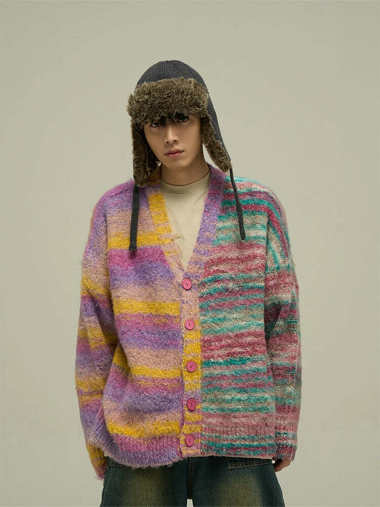 WLNEXT 'Dopamine' Contrast Cardigan - Y2K Summer, 90s Grunge, Retro Style, Pastel Goth Outfits