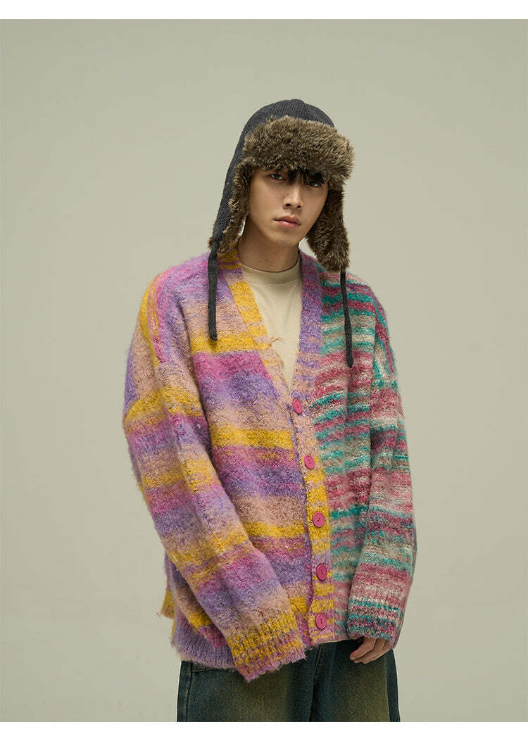 WLNEXT 'Dopamine' Contrast Cardigan - Y2K Summer, 90s Grunge, Retro Style, Pastel Goth Outfits