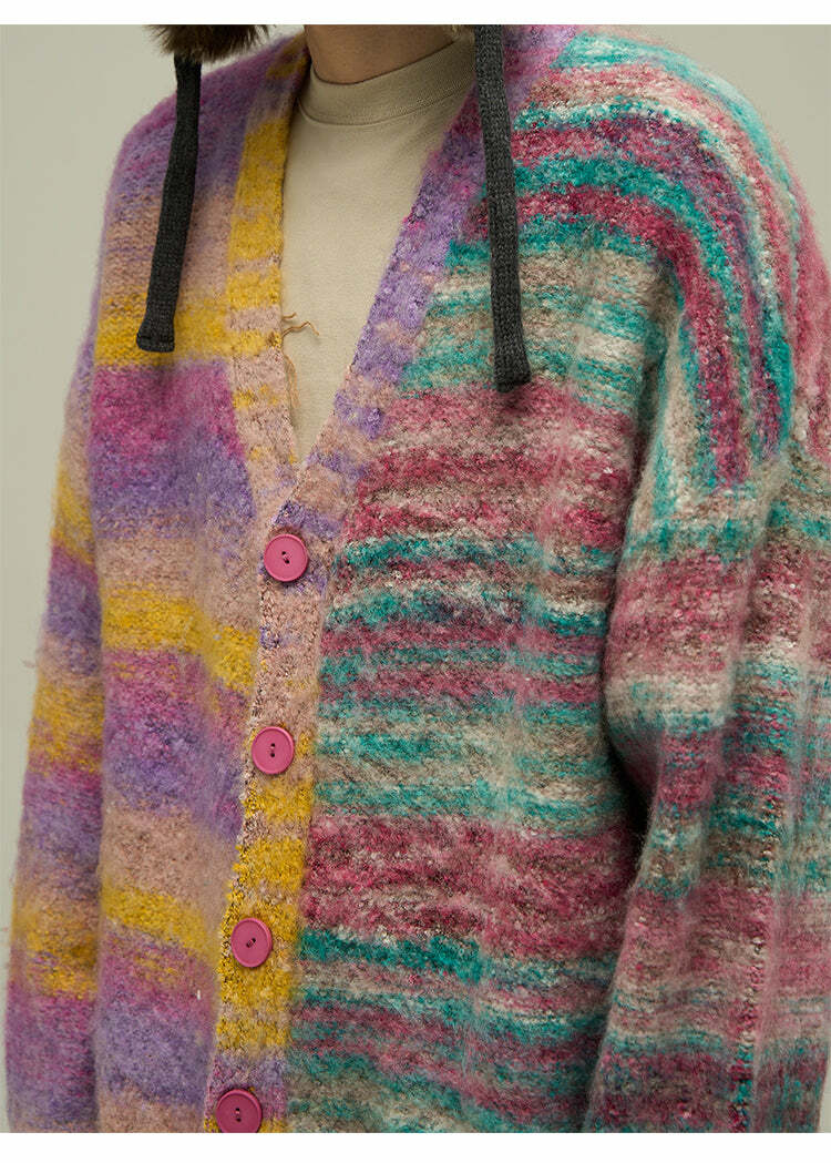 WLNEXT 'Dopamine' Contrast Cardigan - Y2K Summer, 90s Grunge, Retro Style, Pastel Goth Outfits