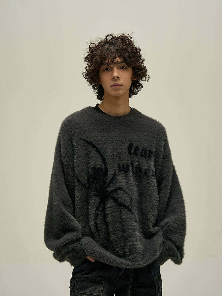 WLNEXT 'Fear the Spider' Sweater - Y2K Grunge, 90s Fashion, Retro Goth, Summer Y2K Out