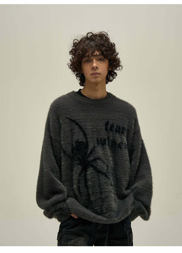 WLNEXT 'Fear the Spider' Sweater - Y2K Grunge, 90s Fashion, Retro Goth, Summer Y2K Out
