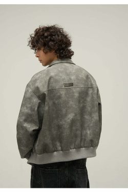 WLNEXT Distressed Faux Leather Jacket - Y2K Grunge, 90s Fashion, Retro Style, Y2K Summer Outfits