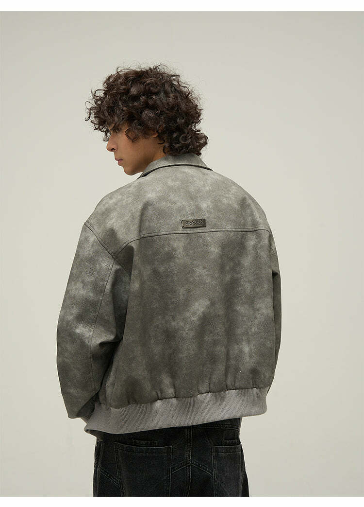 WLNEXT Distressed Faux Leather Jacket - Y2K Grunge, 90s Fashion, Retro Style, Y2K Summer Outfits