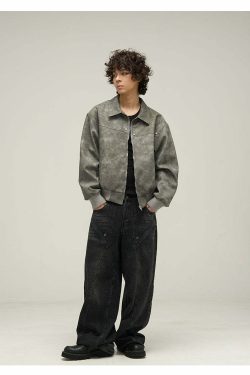 WLNEXT Distressed Faux Leather Jacket - Y2K Grunge, 90s Fashion, Retro Style, Y2K Summer Outfits