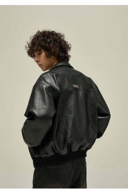 WLNEXT Distressed Faux Leather Jacket - Y2K Grunge, 90s Fashion, Retro Style, Y2K Summer Outfits
