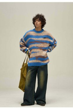 WLNEXT Double Striped Sweater - Y2K Summer, 90s Grunge, Retro Style, Y2K Club & Party Outfits