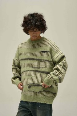 WLNEXT Double Striped Sweater - Y2K Summer, 90s Grunge, Retro Style, Y2K Club & Party Outfits