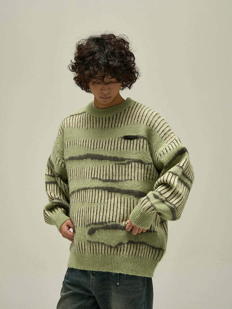 WLNEXT Double Striped Sweater - Y2K Summer, 90s Grunge, Retro Style, Y2K Club & Party Outfits