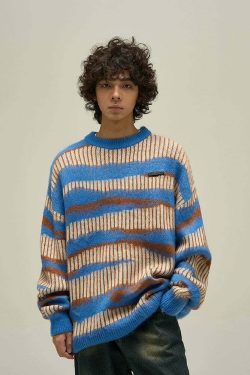 WLNEXT Double Striped Sweater - Y2K Summer, 90s Grunge, Retro Style, Y2K Club & Party Outfits