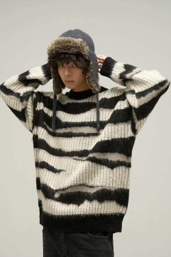 WLNEXT Double Striped Sweater - Y2K Summer, 90s Grunge, Retro Style, Y2K Club & Party Outfits