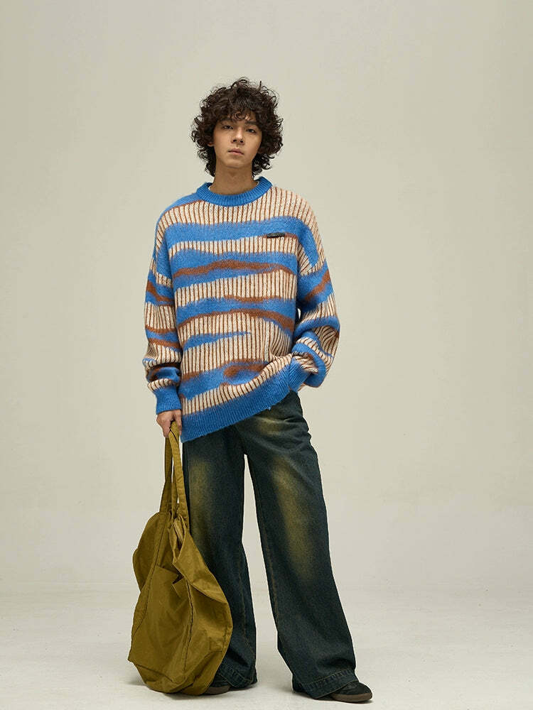WLNEXT Double Striped Sweater - Y2K Summer, 90s Grunge, Retro Style, Y2K Club & Party Outfits