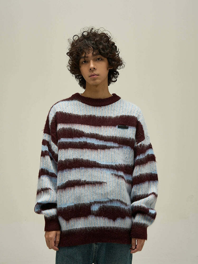 WLNEXT Double Striped Sweater - Y2K Summer, 90s Grunge, Retro Style, Y2K Club & Party Outfits